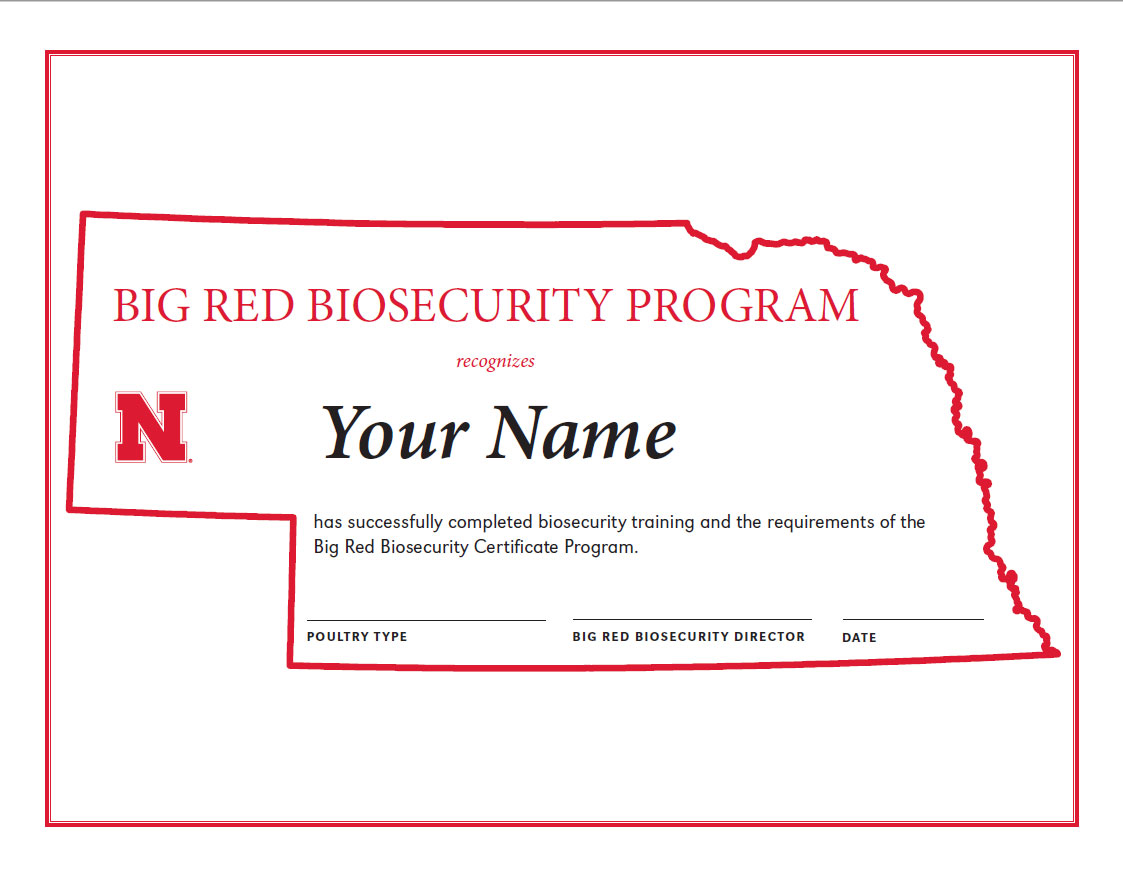 Example of the Big Red Biosecurity Program certificate of completion